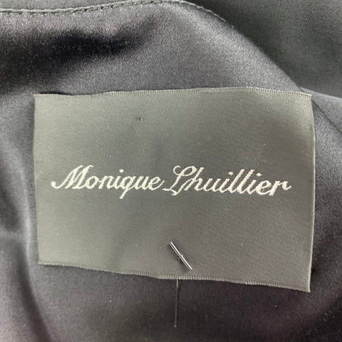 MONIQUE LHUILLIER Talla 10 Vestido recto de poliéster viscosa negro