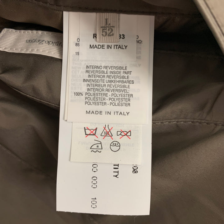 ERMENEGILDO ZEGNASize 42 Taupe Grey Quilted Wool  Silk Reversible Vest