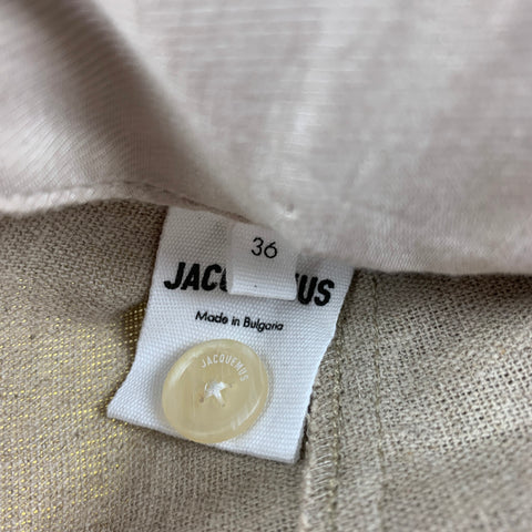 JACQUEMUS Spring 22 Size 4 Oatmeal Linen Le Pantalon Sauge Dress Pants