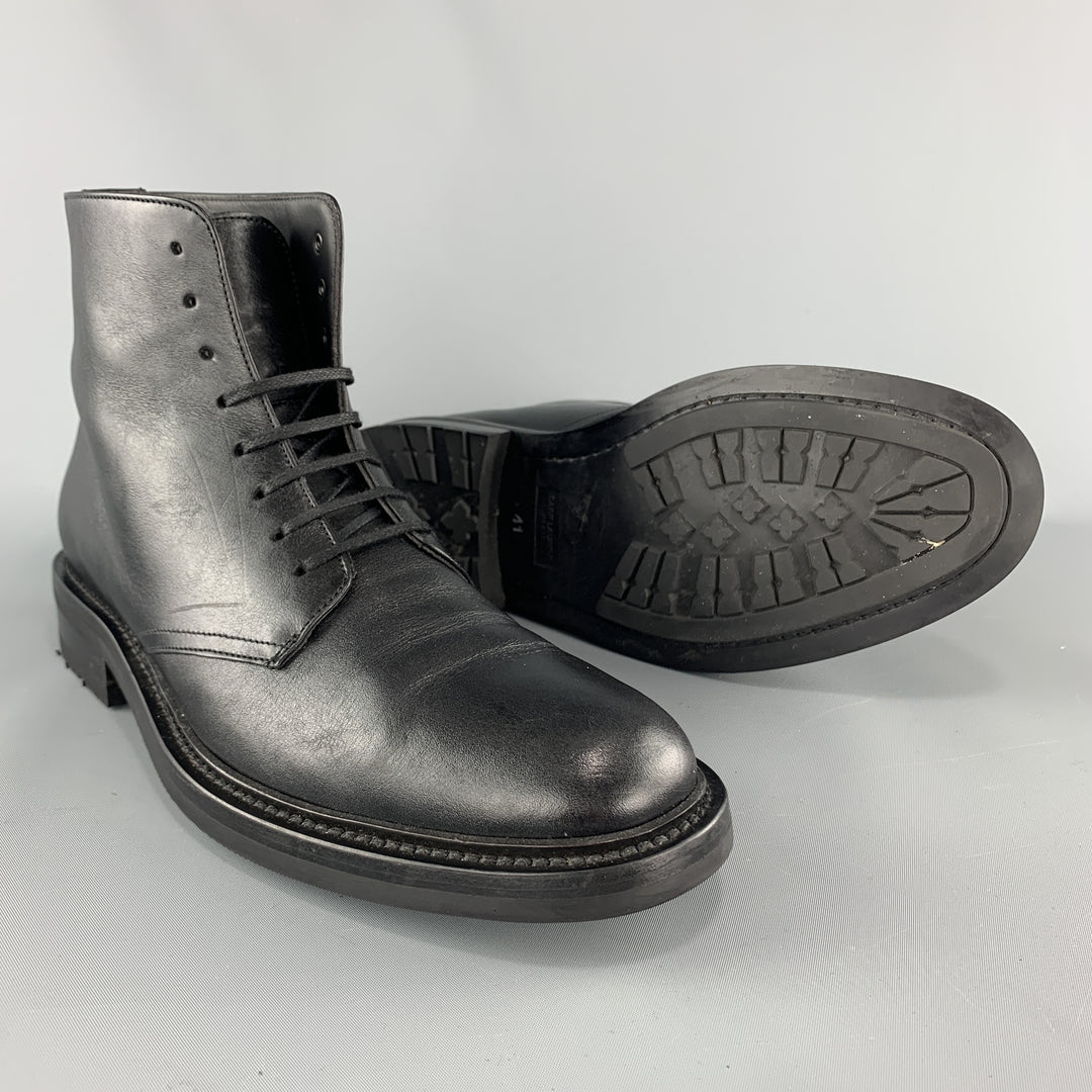 SAINT LAURENT Size 8 Black Leather ARMY 20 Ankle Boots