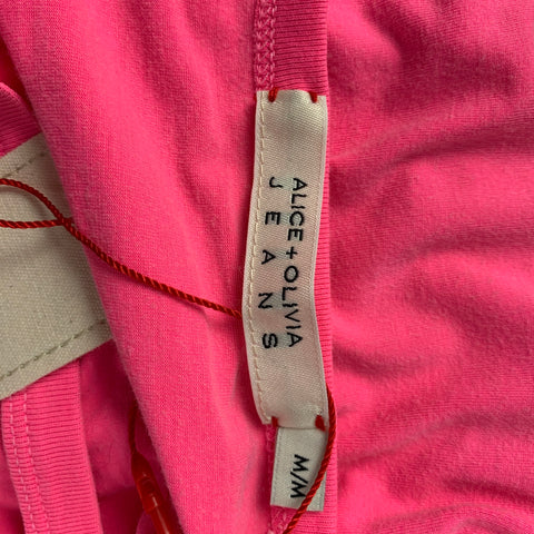 ALICE + OLIVIA Size M Pink Distressed Viscose Crew-Neck T-shirt