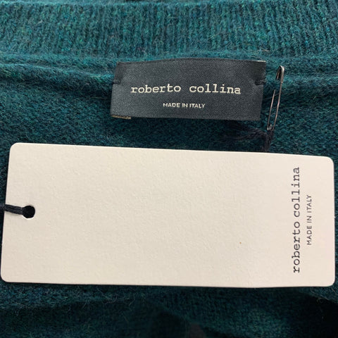ROBERTO COLLINA Size 40 Green Knit Wool Blend V-Neck Cardigan