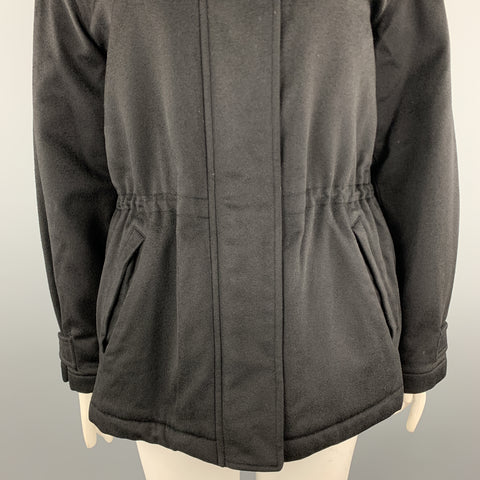 LORO PIANA Size 12 Black Cashmere STORM SYSTEM Drawstring Jacket