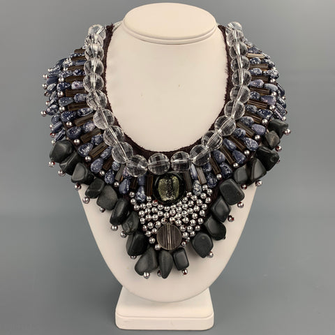 ROBERTA FREYMANN Grey Embellished Layered Necklace