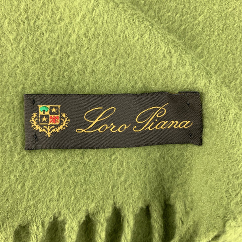 LORO PIANA Green Cashmere Fringe Scarf