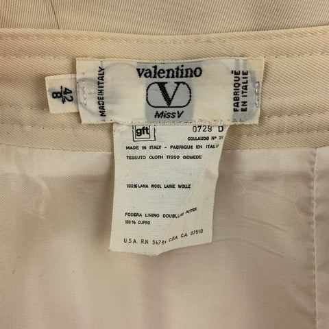 Vintage VALENTINO Size 8 Cream Wool Pencil Skirt