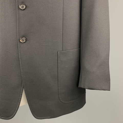 PRADA Size 46 Black Virgin Wool Notch Lapel Patch Pockets Coat
