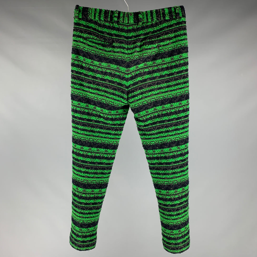 3.1 PHILLIP LIM Talla 32 Verde Negro Tweed Algodón Lana Cremallera Pantalones de vestir
