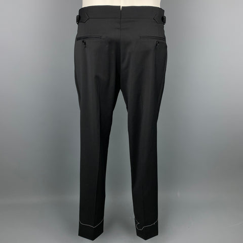 RALPH LAUREN Purple Label Size 38 Short Black Wool Notch Lapel Suit