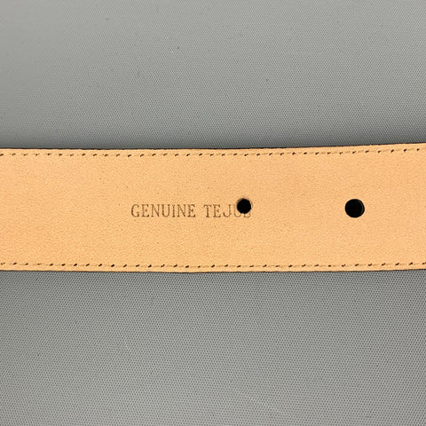 BALLY Size 36 Black Textured Lizard Belt