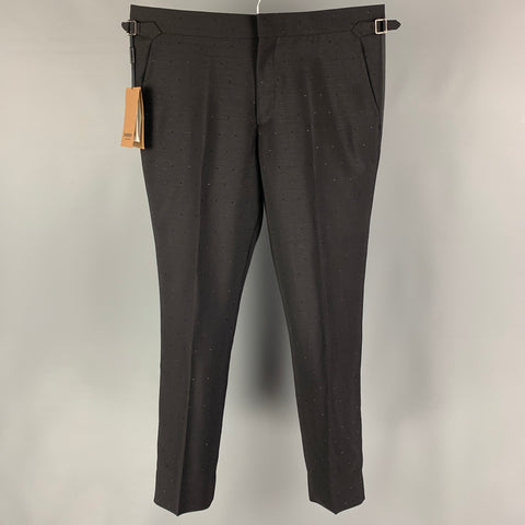 BURBERRY Size 36 Black Embellishment Mohair Wool Tuxedo Dress Pants