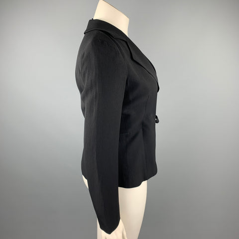 GIORGIO ARMANI Taille 10 Veste en mélange de triacétate côtelé noir