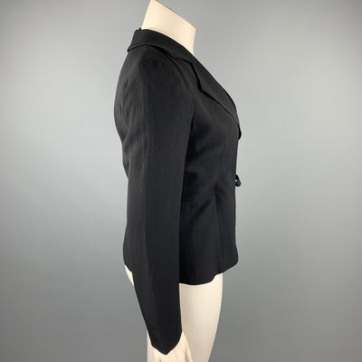 GIORGIO ARMANI Size 10 Black Ribbed Triacetate Blend Jacket
