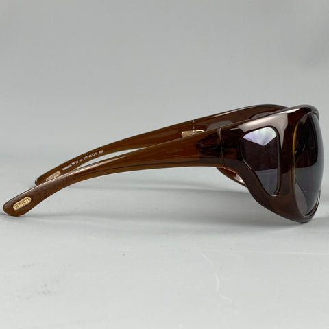 TOM FORD Brown Acetate Natasha Shield Sunglasses
