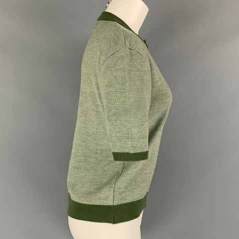 LE MONT ST.MICHEL Size XS Green White Merino Wool  Acrylic Stripe Casual Top