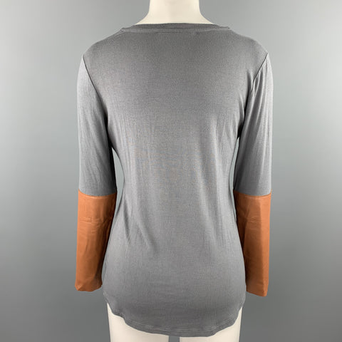 DULKINYS DAVIS Taille M Gris Chiné Color Block Jersey Scoop Neck Pull