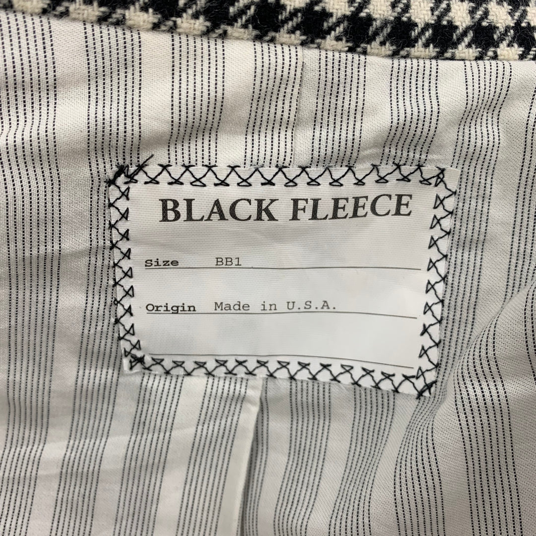 BLACK FLEECE Size 38 Black White Houndstooth Wool Notch Lapel Sport Coat