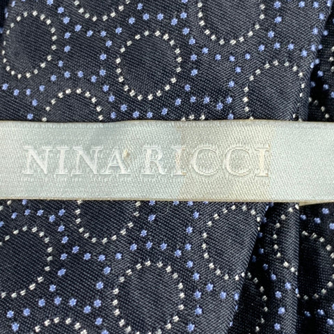 NINA RICCI Black Silver Circles Silk Blend Tie