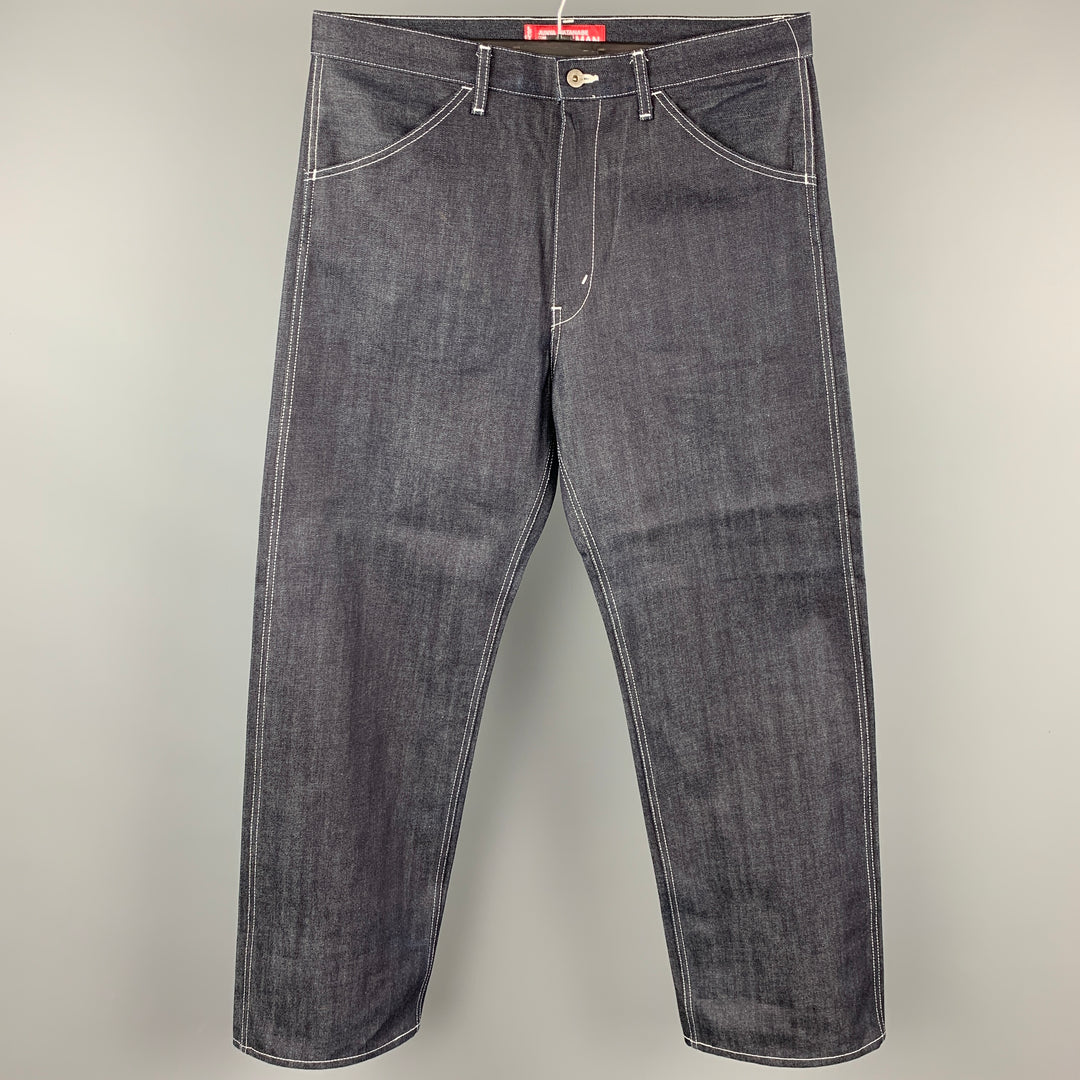 JUNYA WATANABE Size XL Indigo Patchwork Cotton Blend Zip Fly Jeans