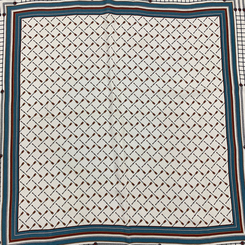 GUCCI White & Blue Nautical Square Scarf