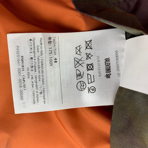 VALENTINO Size 38 Olive Brown Cream Tie Dye Polyamide Jacket