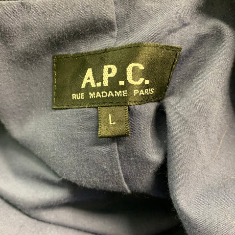A.P.C. Size L Black Polyester Blend Hidden Buttons Trenchcoat