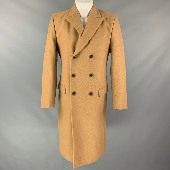 CALVIN KLEIN Size M Tan Size M Tan Wool Blend Double Breasted Coat