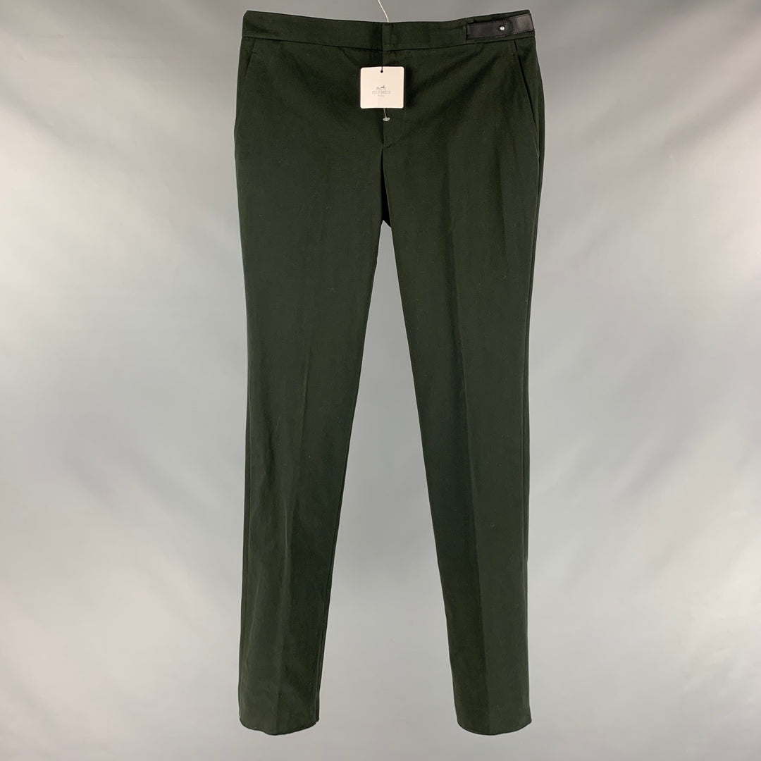 HERMES Size 34 Green Forest Green Solid Cotton Dress Pants – Sui