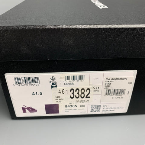 CHANEL Talla 10.5 Sandalias con plataforma de charol negro