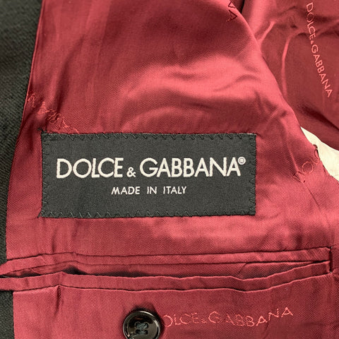 DOLCE & GABBANA Size 40 Regular Black Cotton Velvet Sport Coat