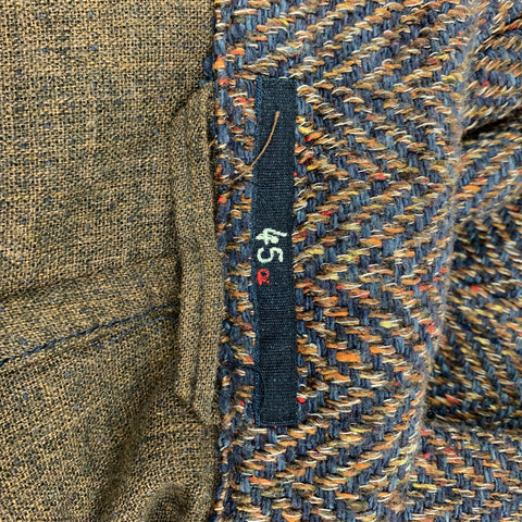 45rpm Size XXL Brown & Navy Cotton Notch Lapel Jacket