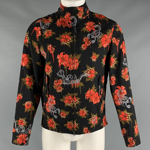 COACH 1941 Taille S Veste zippée en laine imprimée marron orange noir