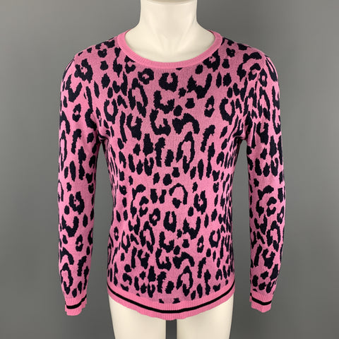 SIBLING LONDON Talla S Suéter tipo jersey con cuello redondo y algodón con estampado rosa y negro