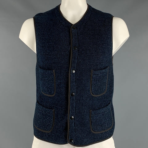 RRL par RALPH LAUREN Taille XL Indigo Noir Tissé Coton Snaps Vest