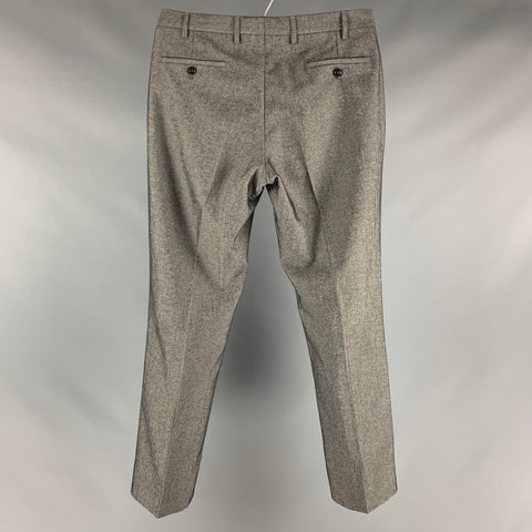 GIORGIO ARMANI Taille 34 Pantalon habillé en laine mélangée gris chiné avec braguette zippée
