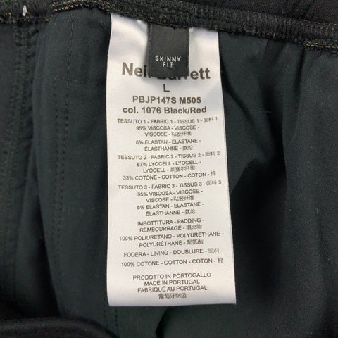 NEIL BARRETT Skinny Fit Size L Black Ribbon Trim Viscose Sweatpants