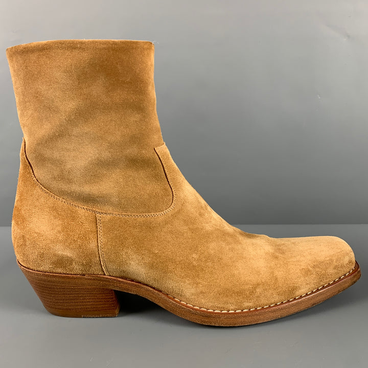 CALVIN KLEIN 205W39NYC Size 12 Tan Leather Side Zipper Boots