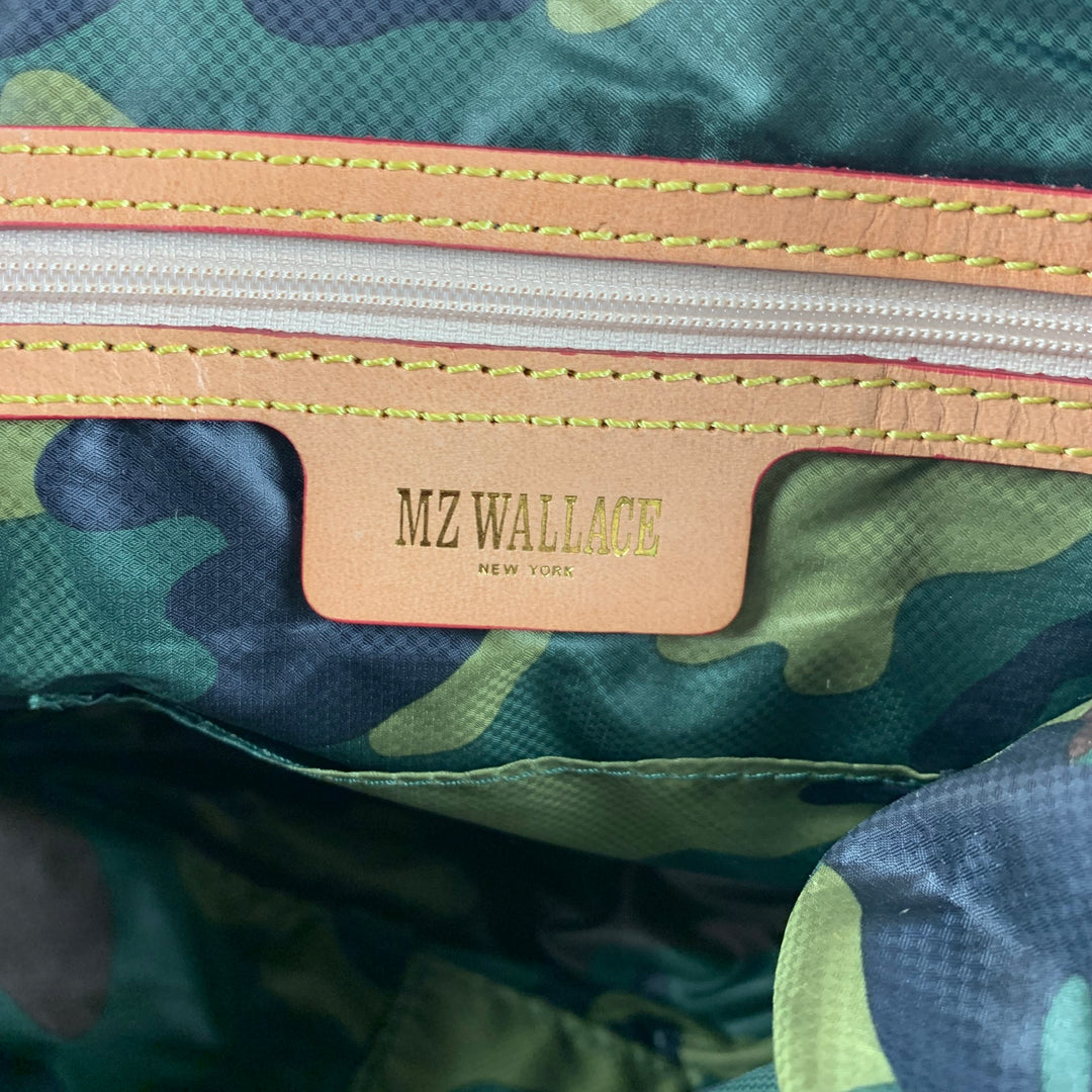 MZ WALLACE Green Olive Camouflage Nylon Cross Body Handbag & Leather Goods