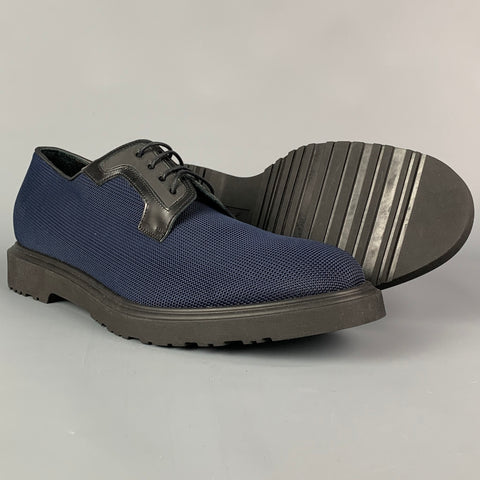 PAUL SMITH Size 9 Navy Black Textured Fabric Lace Up Shoes