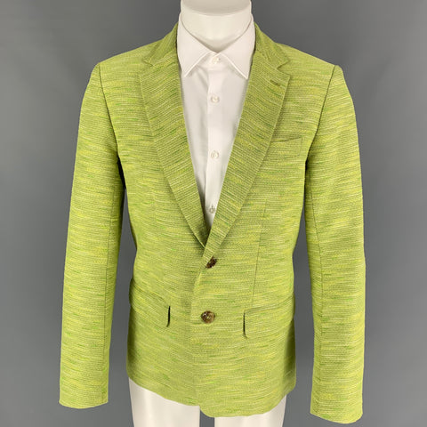 MR TURK Taille 40 Manteau de sport à revers cranté en mélange de polyester tissé jaune vert