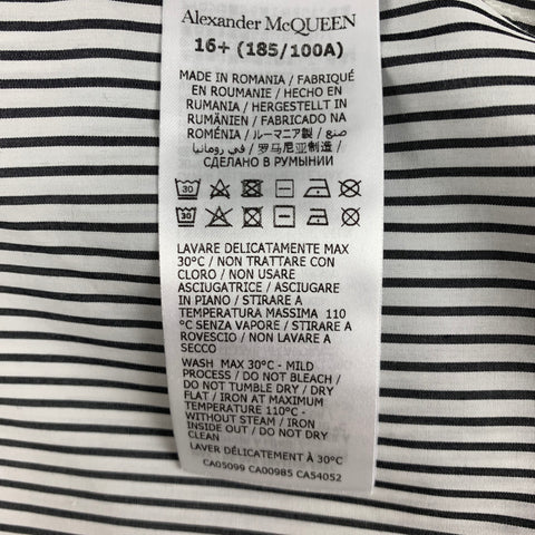 ALEXANDER MCQUEEN Size L Black White Stripe Cotton Short Sleeve Shirt