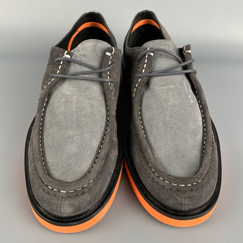 PS by PAUL SMITH Size 9 Grey & Orange Color Block Leather Lace Up Shoes