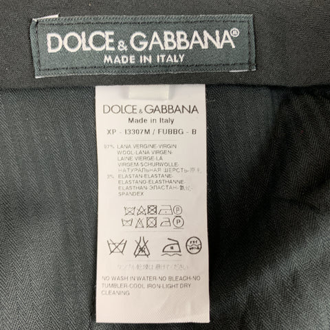 DOLCE & GABBANA Size 34 Black Solid Wool Blend Tuxedo Dress Pants