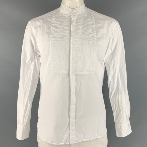 BOURRIENNE Taille XL Chemise de smoking en coton texturé blanc à manches longues