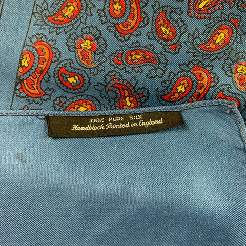 BROOKS BROTHERS Navy Red Paisley Silk Pocket Square