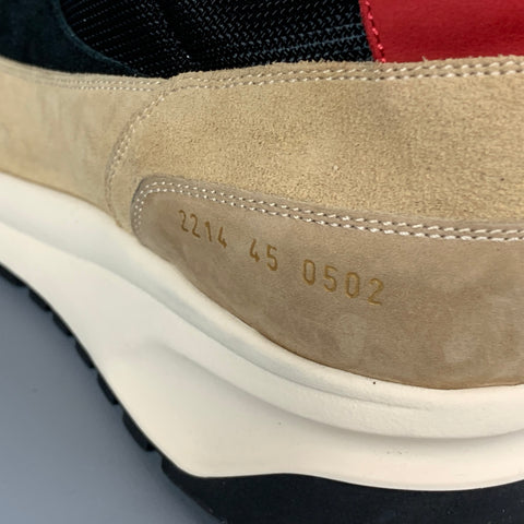 COMMON PROJECTS Size 12 Tan & Black Color Block Nylon Lace Up Sneakers