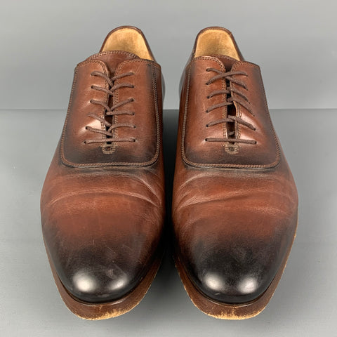 GUCCI Size 8.5 Brown Ombre Leather Lace Up Shoes