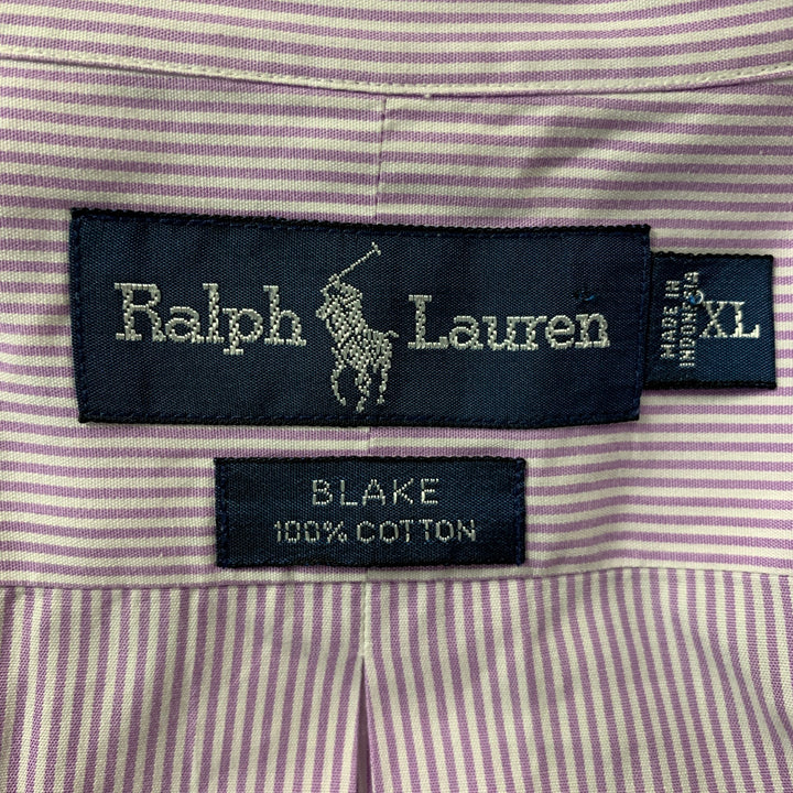 RALPH LAUREN Size XL Lavender Stripe Button Down Long Sleeve Shirt
