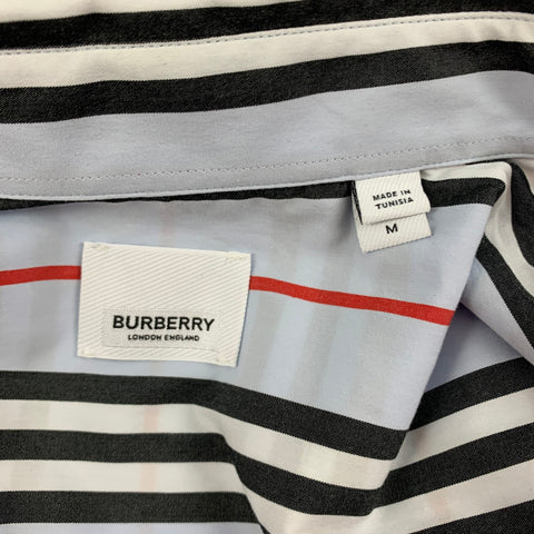 BURBERRY LONDON Size M Light Blue Black Red Stripe Long Sleeve Shirt