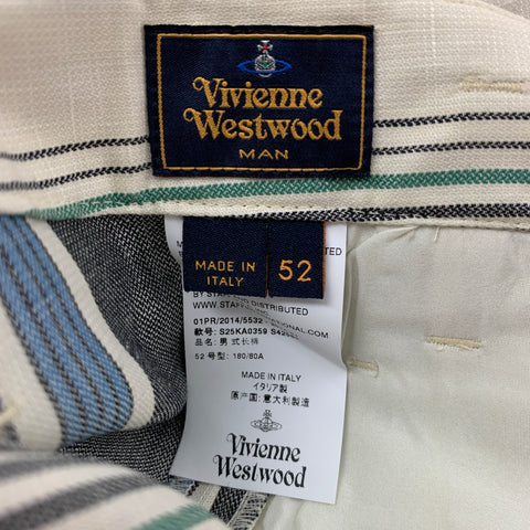 VIVIENNE WESTWOOD MAN Size 44 Multi-Color Plaid Wool / Linen Simulated Vest Suit
